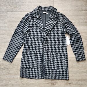 Dictionary Cozy Edit Black and Gray Houndstooth Sweater Jacket Womens Small